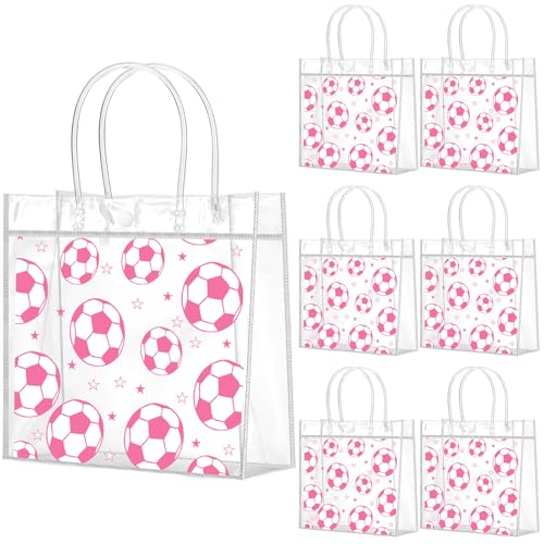 Wesnoy 20 Pcs Cute Softball Gift Bag Pink Bow Softball Goodie Gifts Bags with Handles Reusable Sport Themed Treat Bags for Candy Birthday Party Supplies 8 x 8 x 3.15''