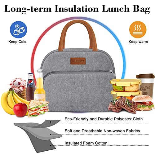 Coobiiya Lunch Bag Women, Insulated Lunch Box Tote Bag For Women Adult Men, Reusable Small Leakproof Cooler Cute Lunch Box Bags For Work Office Picnic Or Travel(Grey) #TOP7