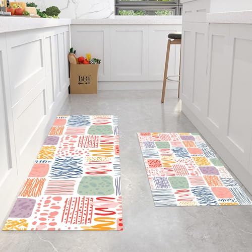 Tapetes de cocina absorbentes y antideslizantes con diseño de graffiti bohemio 5