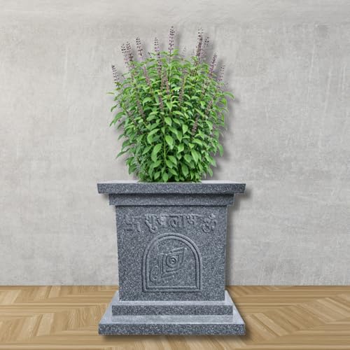 Image of Niyara Tulsi Fibre Pot for Indoor, Outdoor, Home Office, Pooja Plants Gamla (Grey, 12inch)