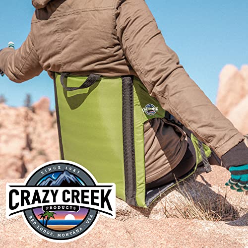 Crazy Creek The Chair For Camping, Backpacking & More, High Density Foam Cushion, 250 Lbs Weight Capacity, Adjustable Straps, Water-Resistant, Leaf Green/Black #TOP4