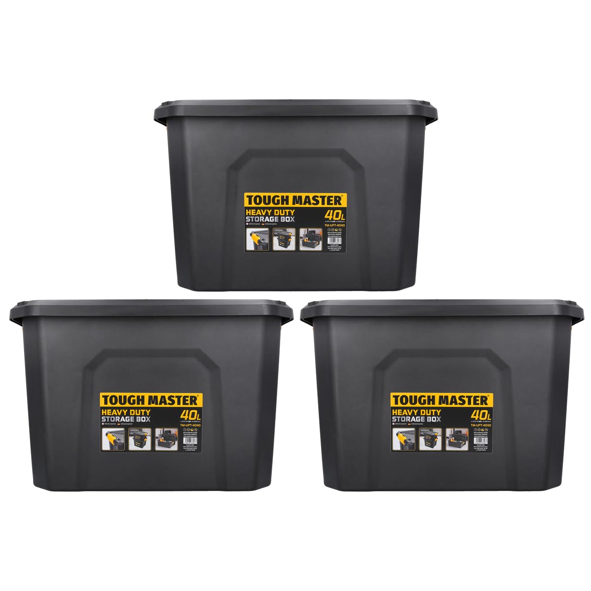 TOUGH MASTER Tool Boxes 40L Heavy Duty Large Box for Home Workshop, Pack of 3