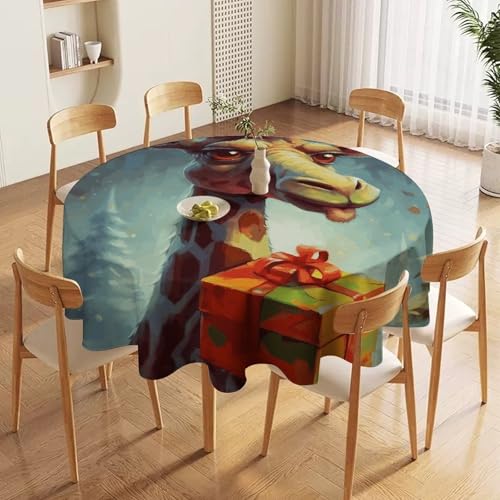 Nappe ronde girafe infroissable qui protège la table des rayures