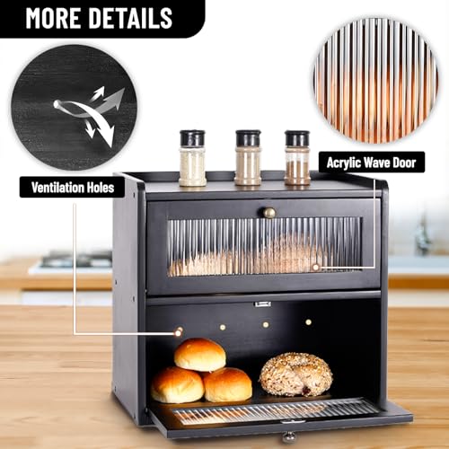 Panera grande doble de madera con puerta magnética para repostería 5
