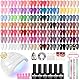 VANREESA Gel Nagellack Set, 55 Farben U V Gel Nagellack Kit mit 48W U V/ LED Nagellampe Braun Lila Blau Grün Nägel Starterset Maniküre Starter Set Gelnägel Selber Kit Geschenk für Frauen