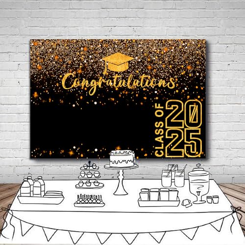Fondo Decorativo Graduación 8x6 FT Clase 2026 Negro Dorado miniatura 6