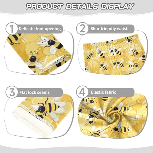 Boccsty Cartoon Bees Honey Girls Leggings Kids Yoga Pants Dance Active Tights 4T2
