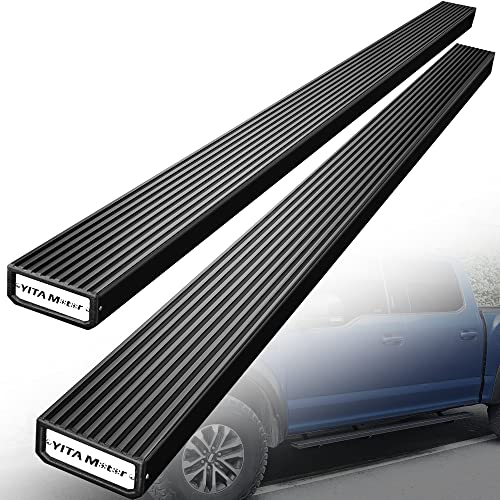 YITAMOTOR 4 Inches Running Boards Compatible with 2015-2023 Ford F-150, 2017-2022 Ford F-250 F-350 SuperCrew Cab, Aluminum Black Side Steps Nerf Bars