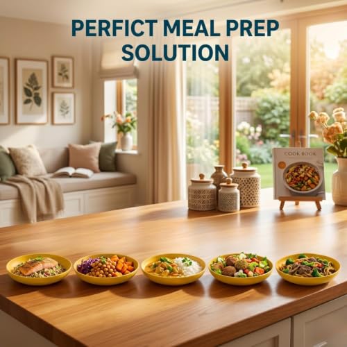 Image of Wheat Straw Dinner Plate Set, Eco-Friendly Dinner Set Round Serving Plate, Dishwasher & Microwave Safe - Perfect for Dinner Dishes Deep Plates Easy to Clean (YELLOW-4PCS, 23 CM)