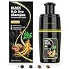 Black Hair Dye Shampoo 3 in 1, Hair Color Shampoo for Women and Men, Hair Dye to Cover Gray Hair, Herbal Ingredient Shampoos for Grey Hair Coverage 500ml Black