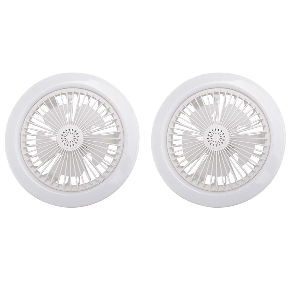 Hndhbfgrt 2X E27 Ceiling Fan with Lights,Enclosed Low Fan Light,Hidden Electric Fan Gimbal Lamp Holder(White)