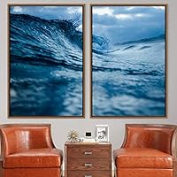 2 Piece Framed Canvas Wall Art Coastal Beach Canvas Prints Home Artwork Decoration for Living Room,Bedroom - 16