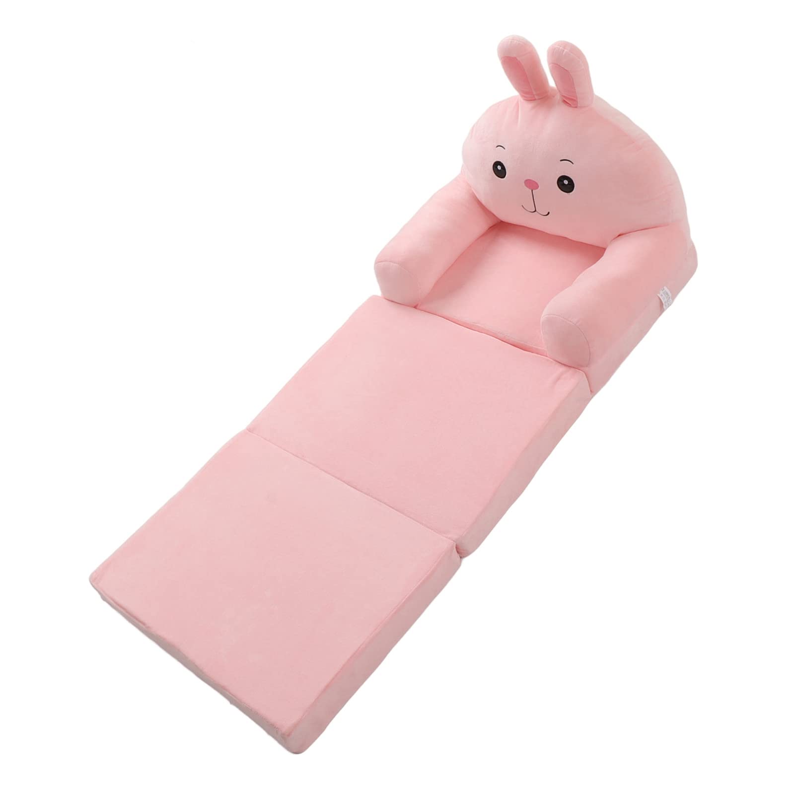 Sofa Dla Dzieci, 2 W 1 Miękki Pluszowy Kreskówka Składany Fotel Dla Dzieci Oparcie Sofy do Salonu Sypialnia (Pink)