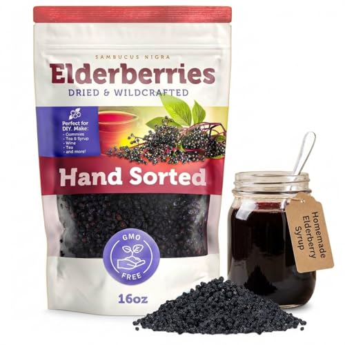 Purify Life Black Dried Elderberries 1lb - Dried Elderberry for DIY Syrup