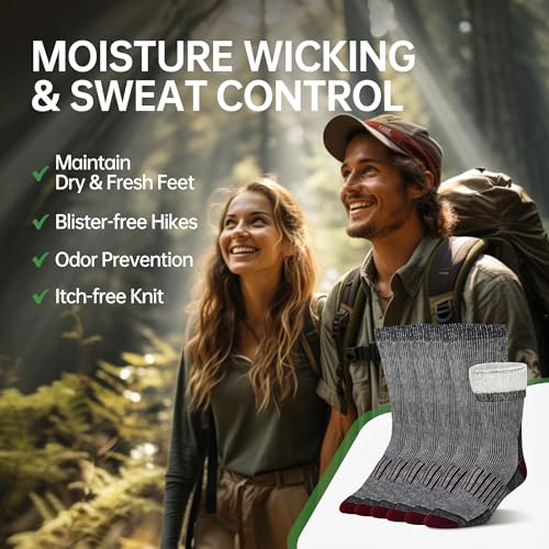 Image of Alvada Mens Merino Wool Crew Socks Thermal and Warm Socks for Winter Work Hiking Running 3 Pairs