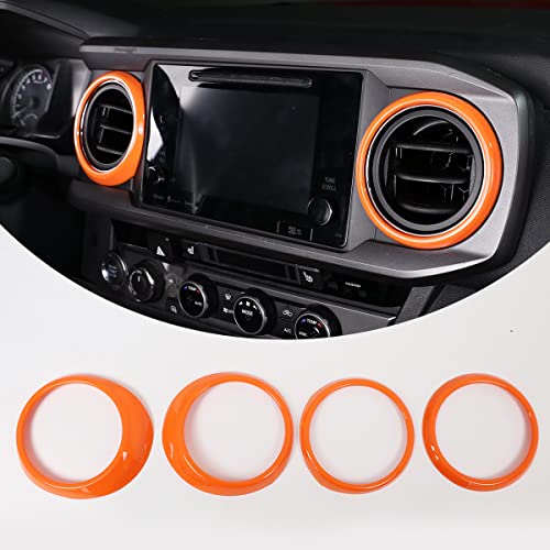 Car ABS Inner Central Console Air Conditioning Vent Rings Frame Cover Trim Car Accessories Compatible with Toyota Tacoma 2016 2017 2018 2019 2020 2021 2022 2023 (Orange)
