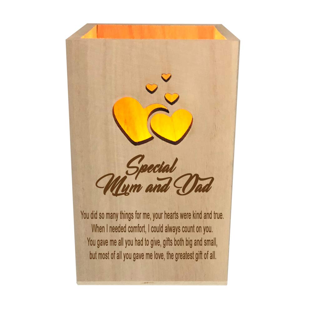 Ukgiftstoreonline Brown Mum And Dad Remembrance Memorial Sentiment Led Tealight Holder Keepsake