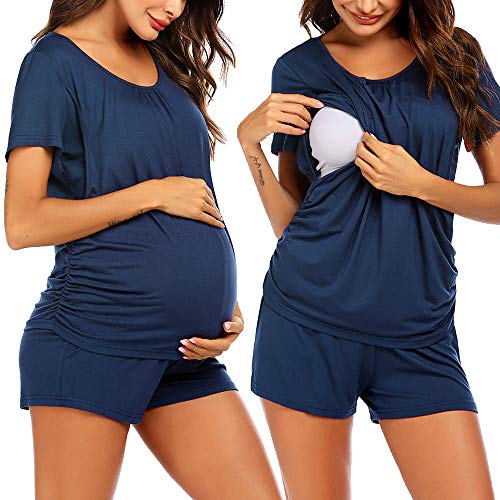 Image of Ekouaer Womens Nursing Pajamas Maternity Breastfeeding Pjs Sleepwear Layer Soft Postpartum Lounge Set Pregnancy Clothes
