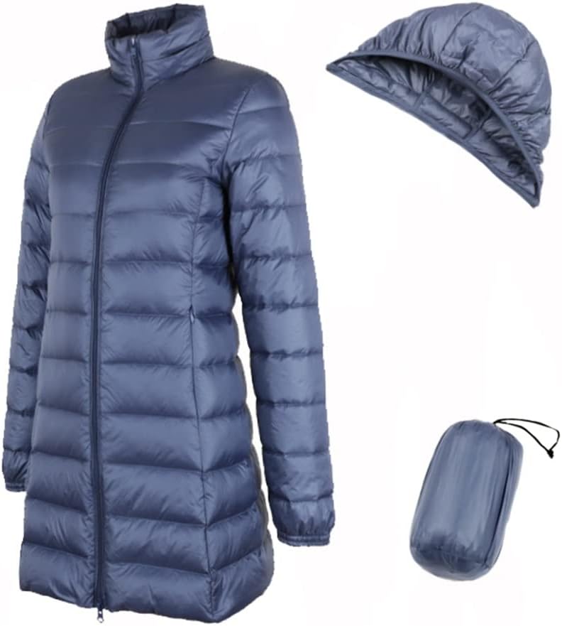 GDDZA 女性のコートロングウィンターハットの取り外し可能なダウンジャケットウルトラライトダウンジャケット女性フード付き女性暖かい
