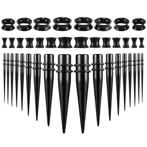 Huacan Dehnstäbe 1-10mm Silikon Tunnel Set 3mm 4mm 5mm 6mm 8mm 10mm 12mm 14mm 16mm 18mm 20mm Tunnels Acryl Dehnset 40 Stück Ohr Plug Expander für Frauen Damen Herren