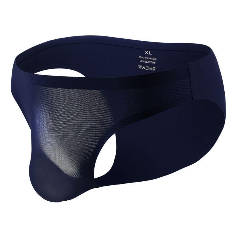 Men's Seamless Triangle Underwear Low Waist Ice Silk G-String Bulge Trunks Soft Breathable U Convex Thong Panties