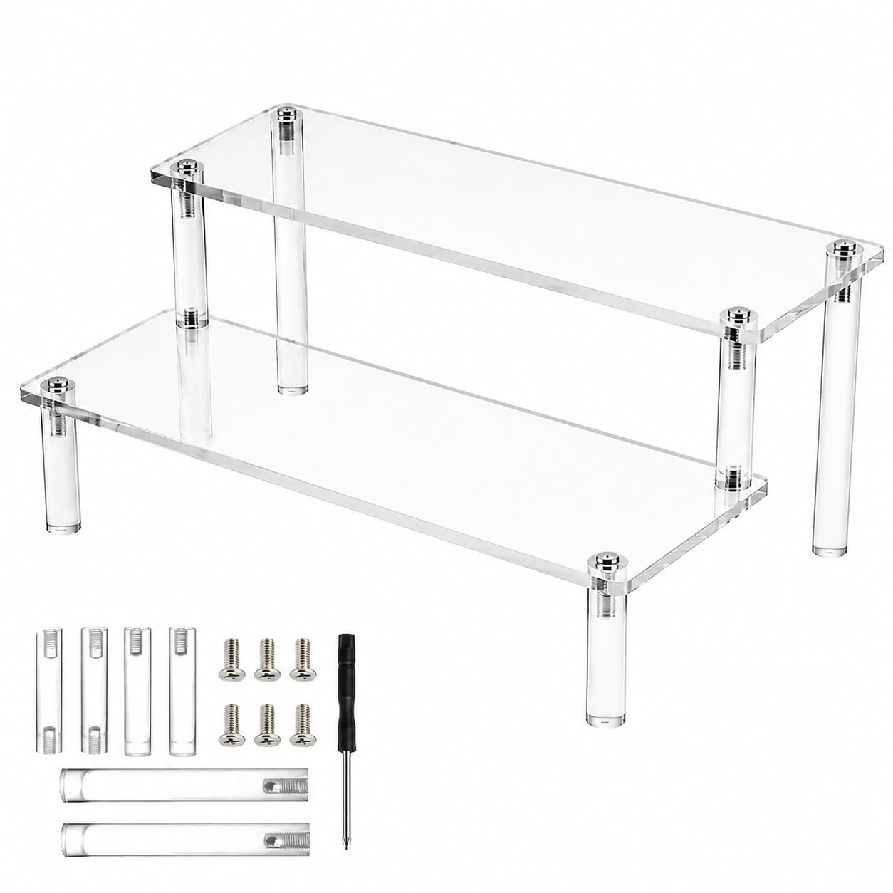 Clear Acrylic Display Riser, 2‑Tier 30cm Display Stand, Perfume Organiser
