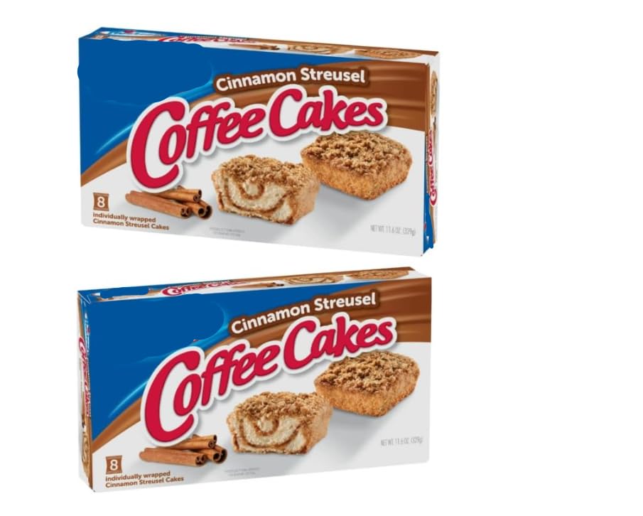 Cinnamon Streusel Coffee Cakes (2 Box Bundle) total 16 Value Pack 23.0 Ounce