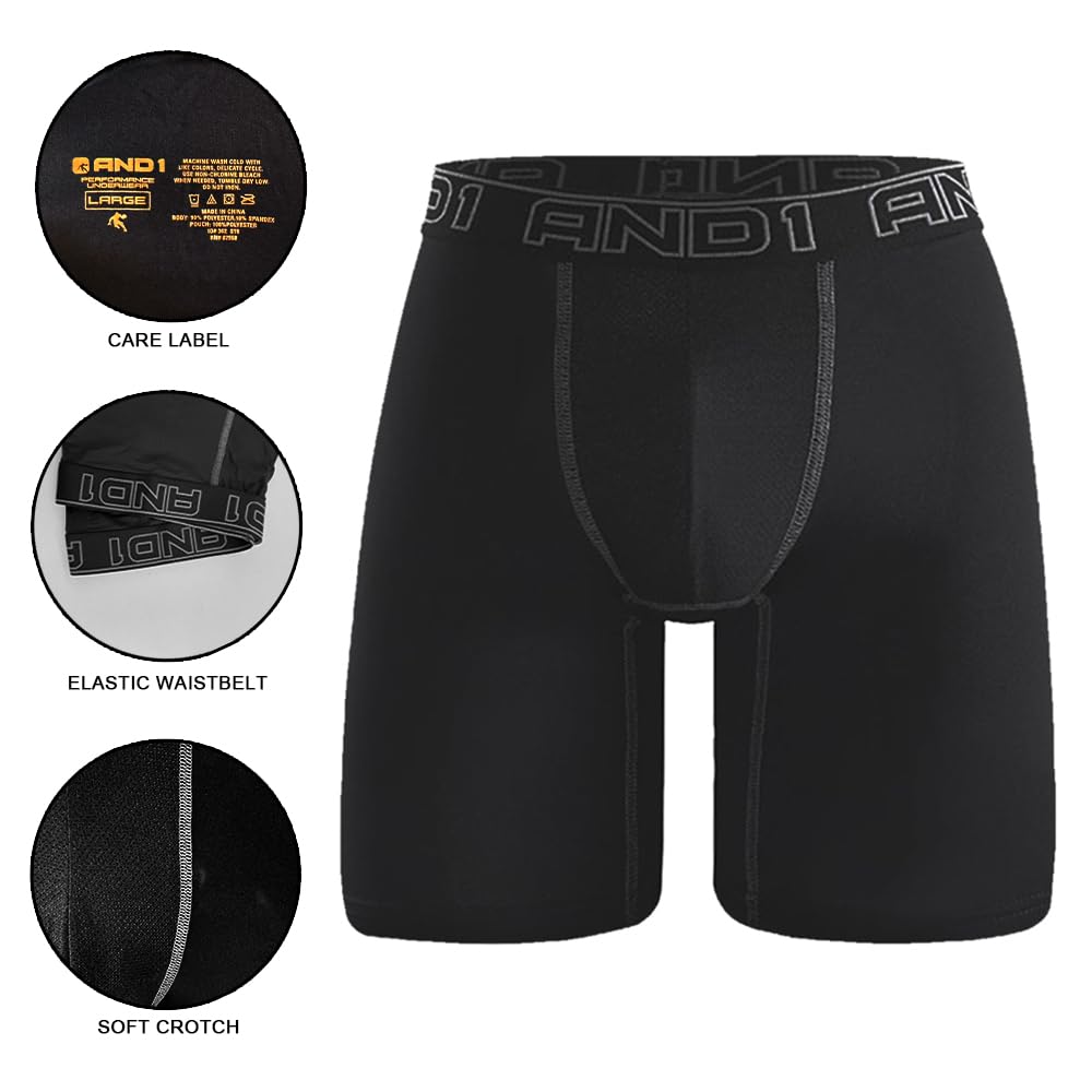 AND1 Sport Boxer Shorts 5 Pack Calzoncillos Hombre Calzoncillos Hombre Retro Boxer Brief Ropa Interior Deportiva Retro Pantalones con Pernera Normal o Larga