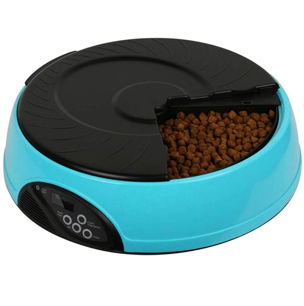 Distributeur automatique de repas pour chien et chat à disque bleu
