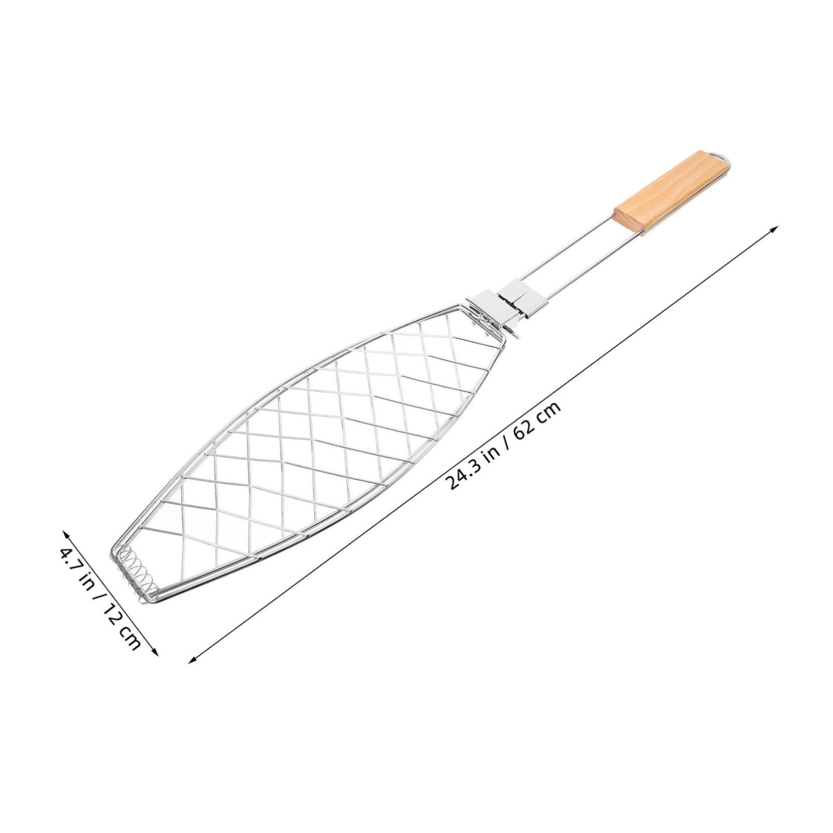 2 cestini pieghevoli per grigliare il pesce in acciaio inox, con manico inclinato, multiuso, per barbecue all'aperto, frutti di mare, vetables e carne e accessori versatili per barbecue