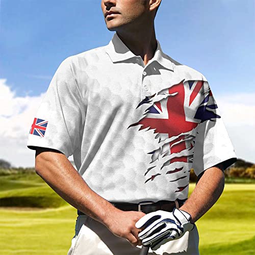 Golf Texture United Kingdom Polo Shirt Great Britain Union Jack Polo Shirt UK Golf Shirt for Men, Mens Polo Shirts for Gifts, Short Sleeve Men's Shirt Colorful4