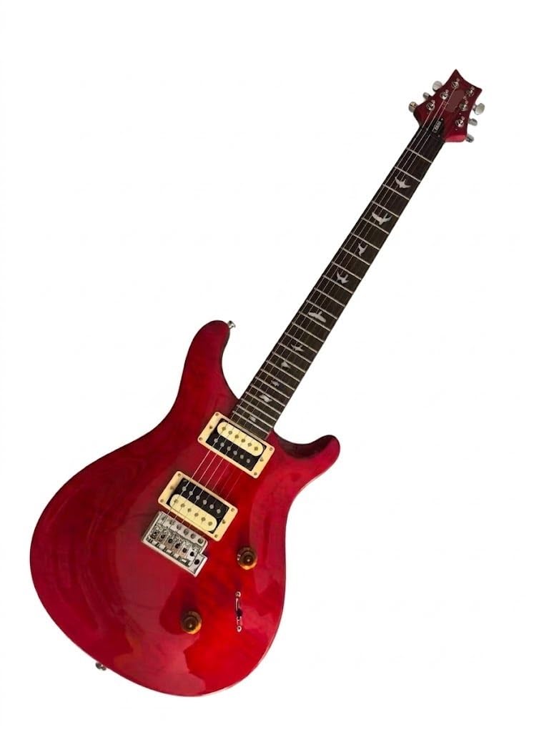 Chitarre elettriche Solid Body, doppio Humbucker e ponte tremolo, Guitarra elettrica ambidestra for palco studio, mogano palissandro, 6 corde rosso traslucido