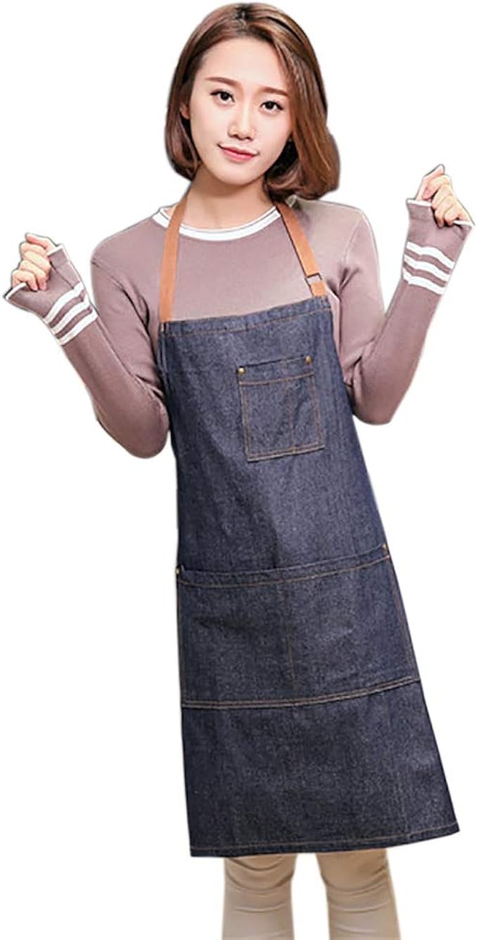 URMAGIC Adjustable Denim Aprons for Women/Men, Unisex Denim