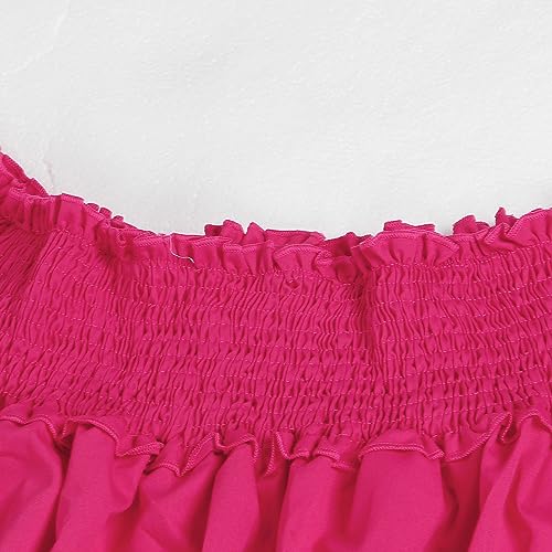 Image of WOKANSE Women's Casual Plus Size Shirred Dresses Off Shoulder Bell Sleeves Ruffle Loose Stretchy Neck Midi Dress