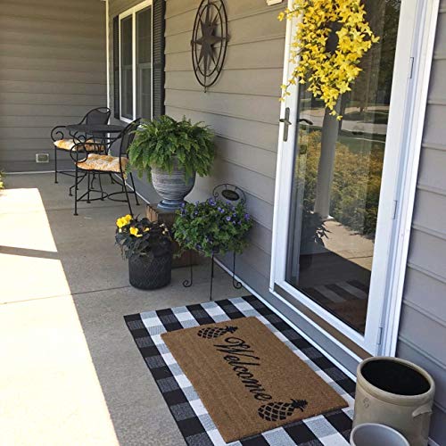 Levinis Buffalo Check Rug 3' x 5' - Retro Farmhouse Lattice Area Rugs - Black and White Checkered Plaid Rug for Front Porch/Kitchen/Bedroom