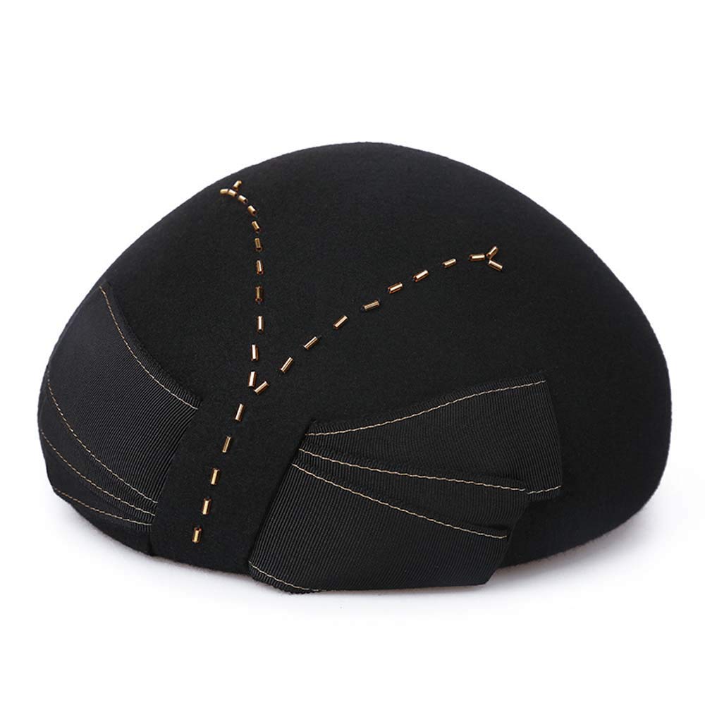 Béret classique en laine noire JIA JIA style français élégant pour femme