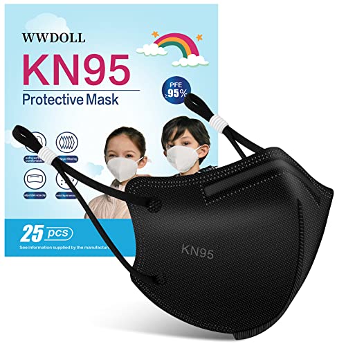 WWDOLL Kids KN95 Face Mask 25 Pack, 5Layers Breathable KN95 Masks for