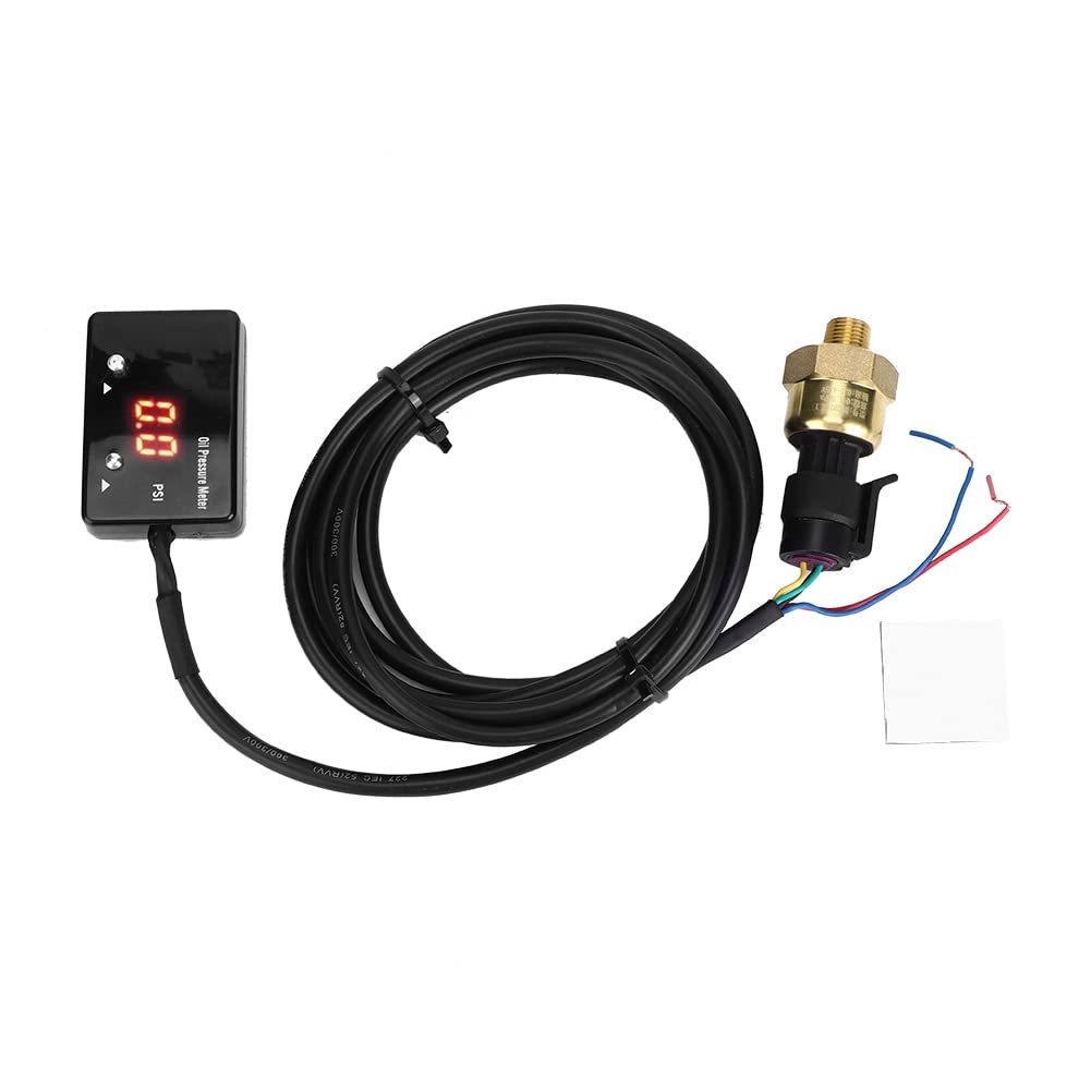 Suick Indicatore di pressione dell'olio, indicatore digitale LED rosso per veicoli da 12 V per il motore del veicolo