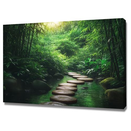 Décoration murale zen tableau sur toile verdoyante de dimensions 40x60