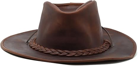 レザー カウボーイハット ウェスタンハット ブラウン HENSCHEL HAT 本革 ウエスタン ハット レザー カウボーイ HENSCHEL 牛革 秋冬