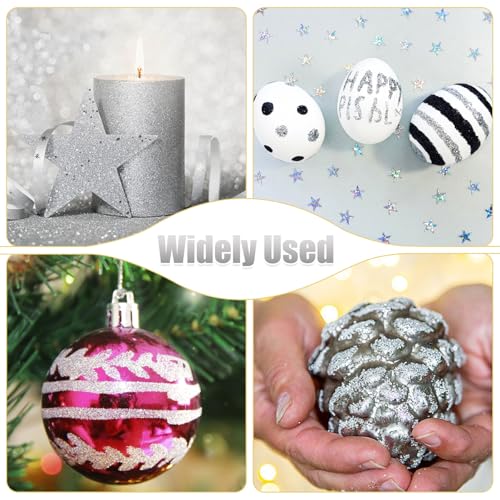 Glitzerpulver zum Basteln,100g Glitzer Silber,Glitzer zum Weihnachten Basteln Kerzen,Glitzerpulver für Nägel Gesicht DIY Epoxidharz Kartenbasteln