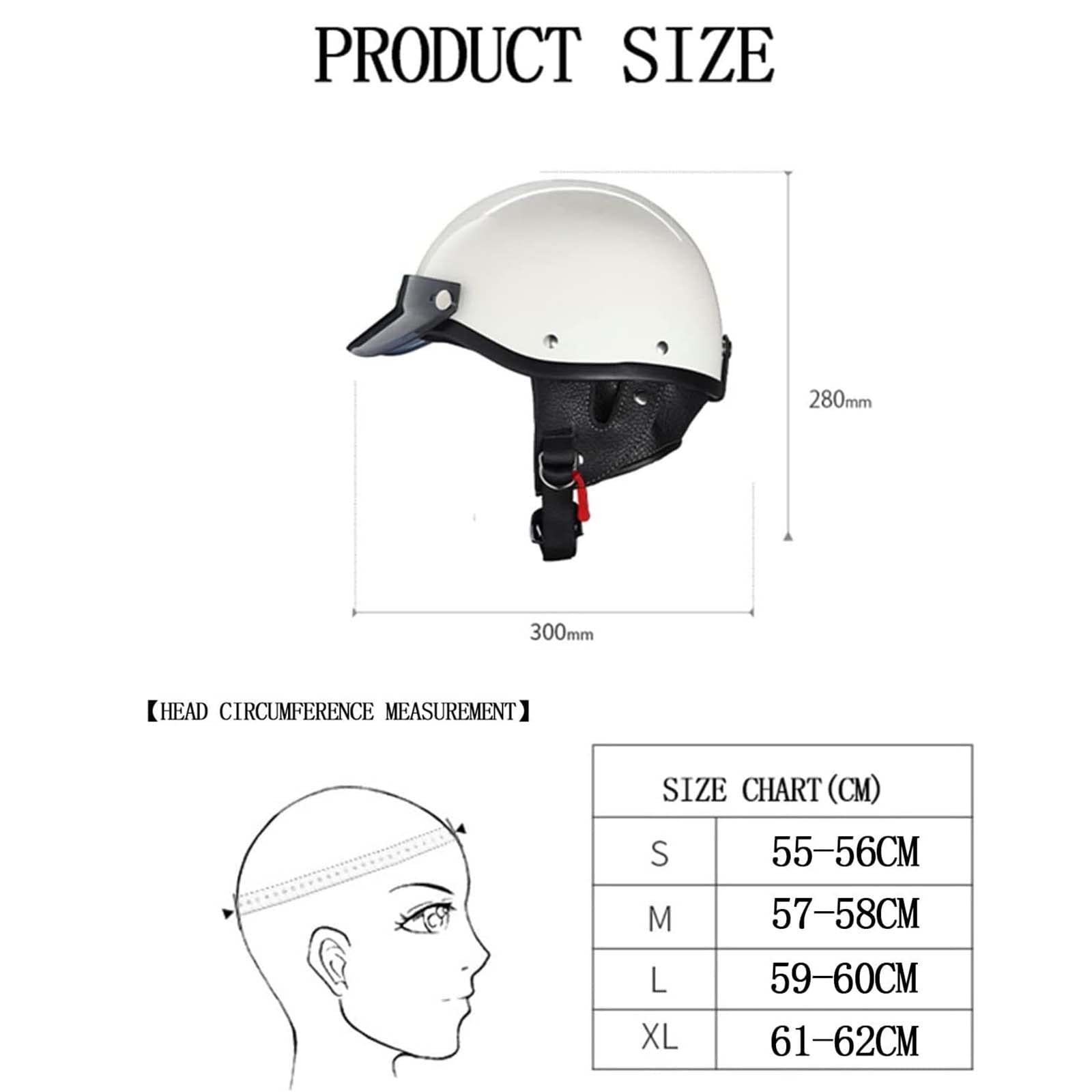 Retro Kask motocyklowy Kaski do skuterów Vintage Otwarta twarz Kask motocyklowy Quick Release Buckle DOT/ECE Approved Mężczyźni Kobiety Scooter Light Motorower Street Bike Helmet (G S=55~56CM)