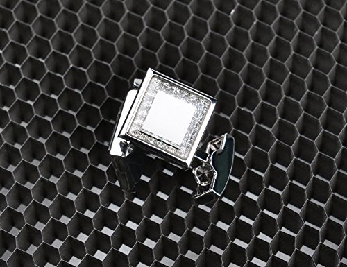 Mancuernillas cuadradas de cristal para hombre plateadas miniatura 5