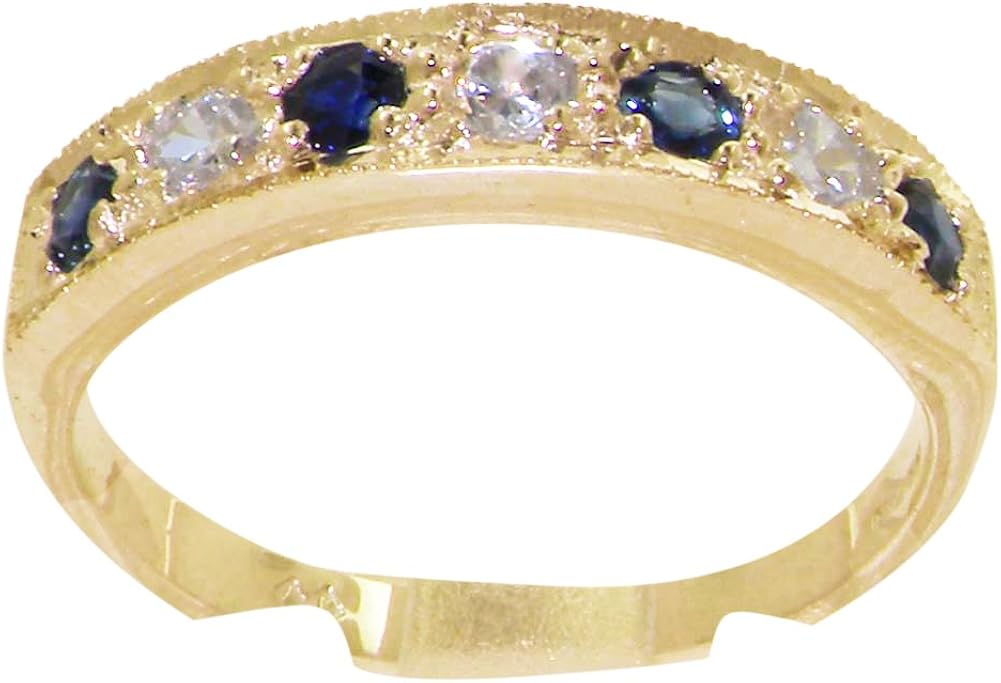 Amazon Com 417 Macizo De 10 K Oro Amarillo Natural Zafiro Y Cubiczirconia Para Mujer Banda Anillo Tamanos 4 12 Ropa Zapatos Y Joyeria