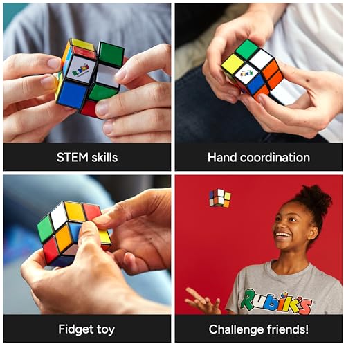 Image of Rubik's Cube, The Official 2x2 Rubik's Cube, Mini Problem-Solving Brain Teaser, Classic Color-Matching Puzzle, Fidget Toy, Sensory Puzzle for Adults, Teens, Kids, for Ages 8 & Up