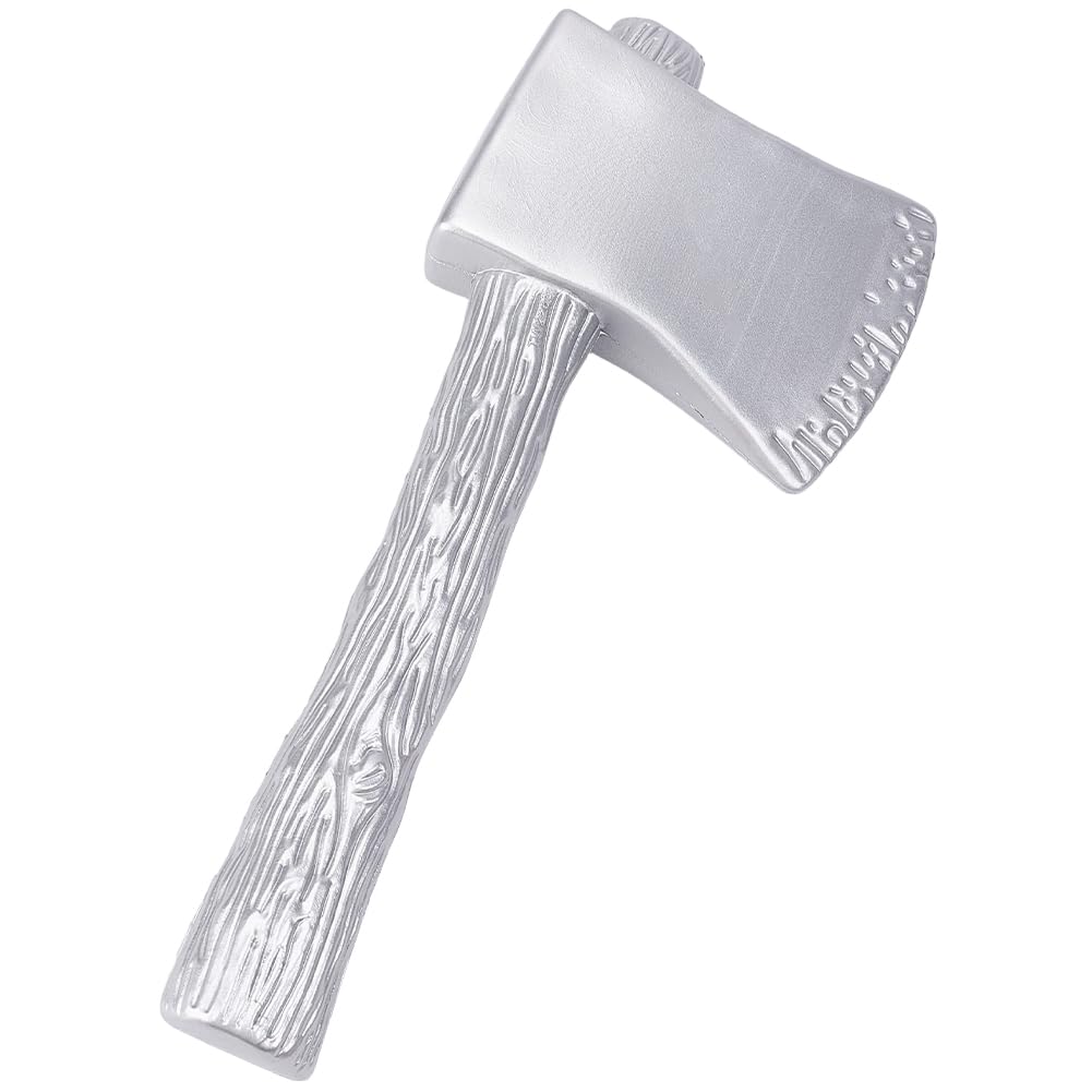 GORGECRAFT Realistic Small Axe Detachable Two-Piece Plastic Display Axe Silver Wood Look Plastic Hatchet Axe Props for Party for Adult Cosplay Stage Performance Decorative Use