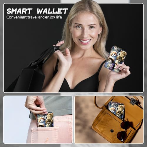 Image of Cute Credit Card Holder with Zipper, Cats Family RFID-Blocking Card Case Small Wallet for Women Men, Multi-slot Card Organizer Case Travel Accordion Wallet