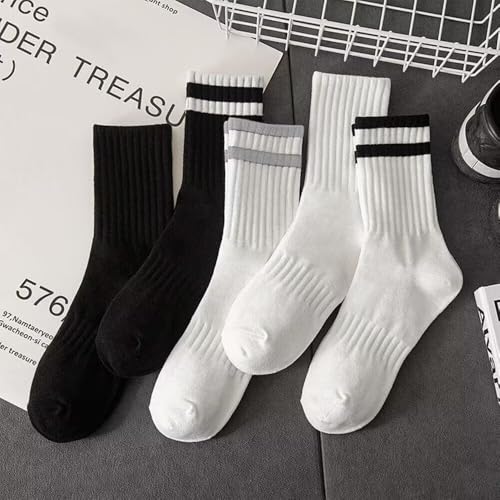 2/5/10 Pairs Comfy Running Athletic Socks Casual Striped Crew Socks for Men and Women