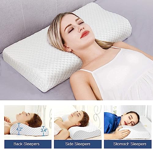 Image of Rylan Cervical Memory Foam Pillow for Neck Support | 2-Year Manufacturing Warranty | Orthopedic Contour Pillow for Cervical Spine Alignment & Shoulder Support | Made in India