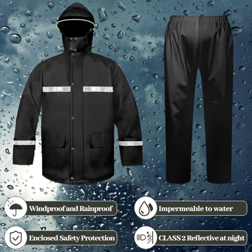 Rain Suit for Men & Women, Heavy Duty Rain Suits, Breathable Waterproof Rain Gear, Rain Coats Eye-Catching Reflective Strip3